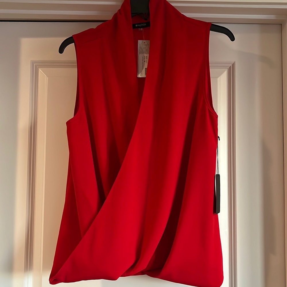 41Hawthorn Red Faux Wrap Blouse